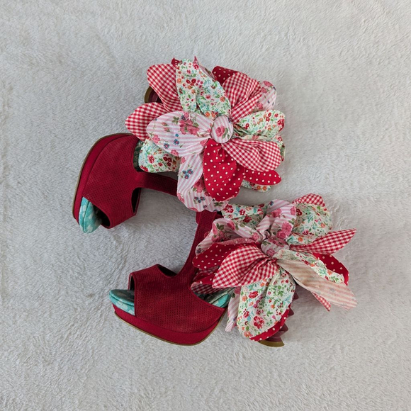 Irregular Choice Red Multicolor Big Bows Heels Size 6.5 - Picture 2 of 13